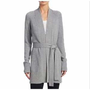 Theory Cardigan Malinka Cashmere Sweater Belted Gray size Medium